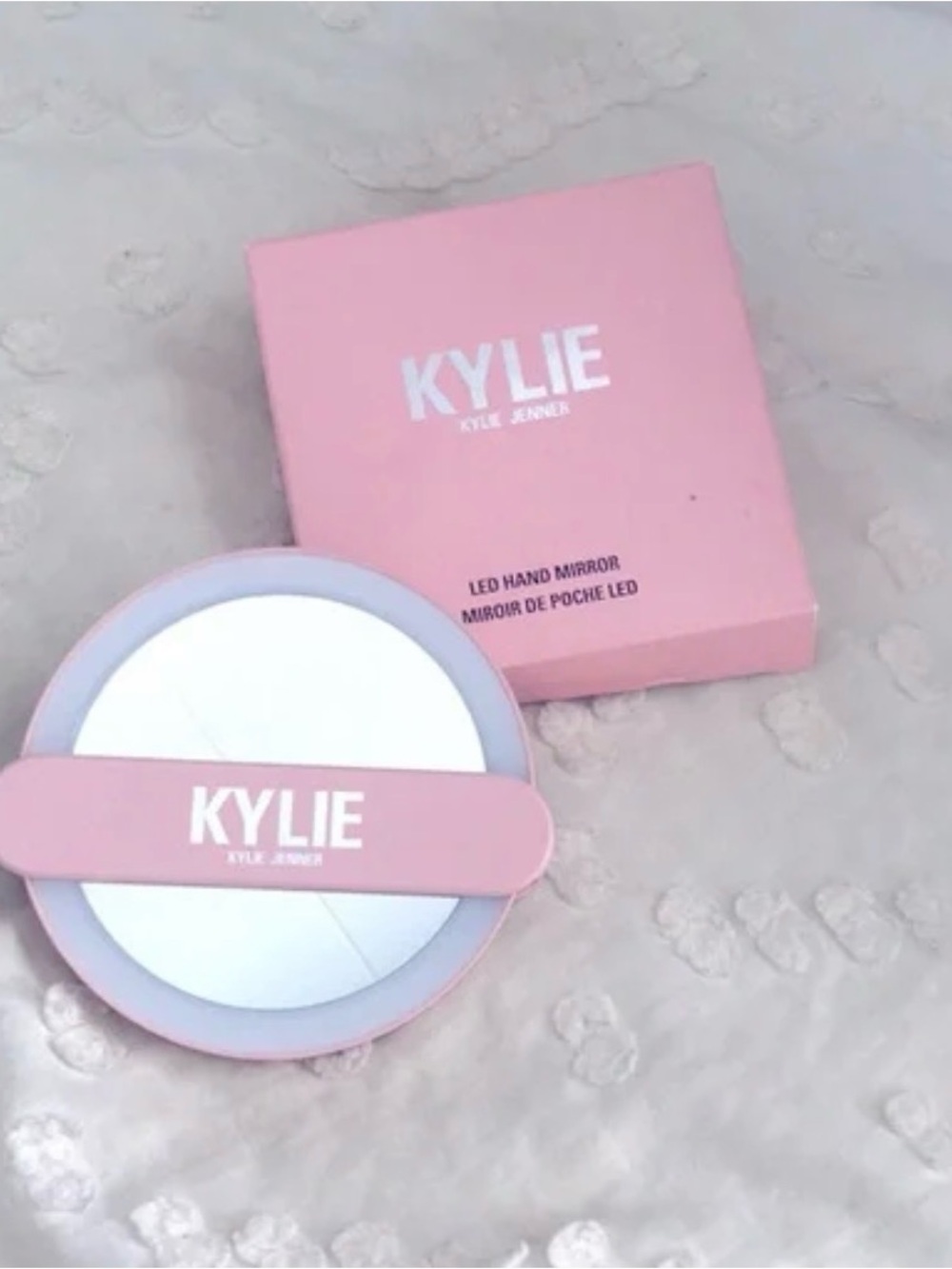 KYLIE LED Hand Mirror in Light Pink